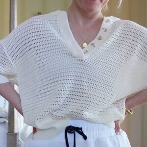 Elegant Cream Button-Detail Women's Blouse